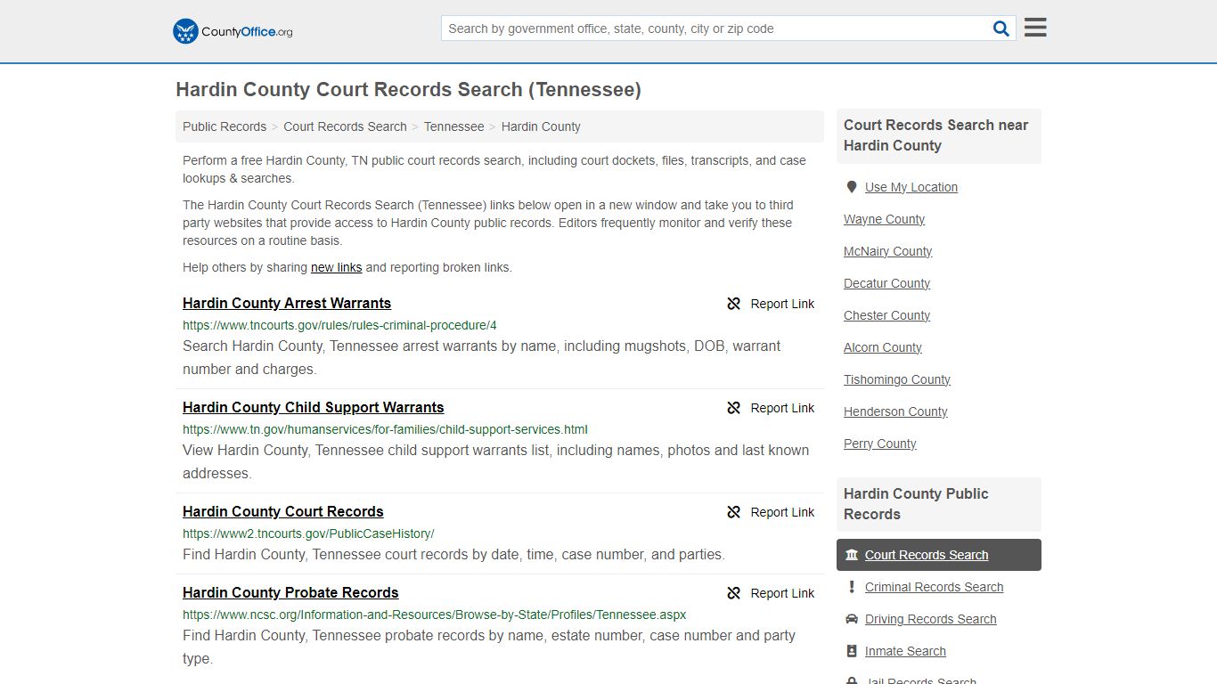 Hardin County Court Records Search (Tennessee) - County Office